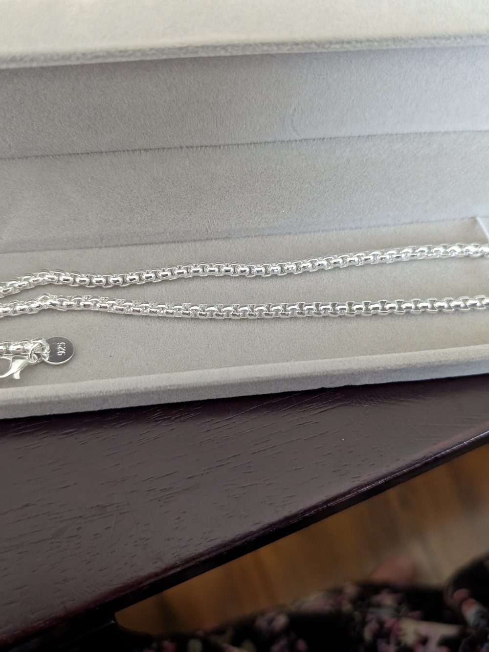 Sterling Silver Box Chain Necklace - Shiny Silver